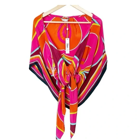 Trina Turk Marine Vibrant Halter Top with Scarf Tie Size XXL
